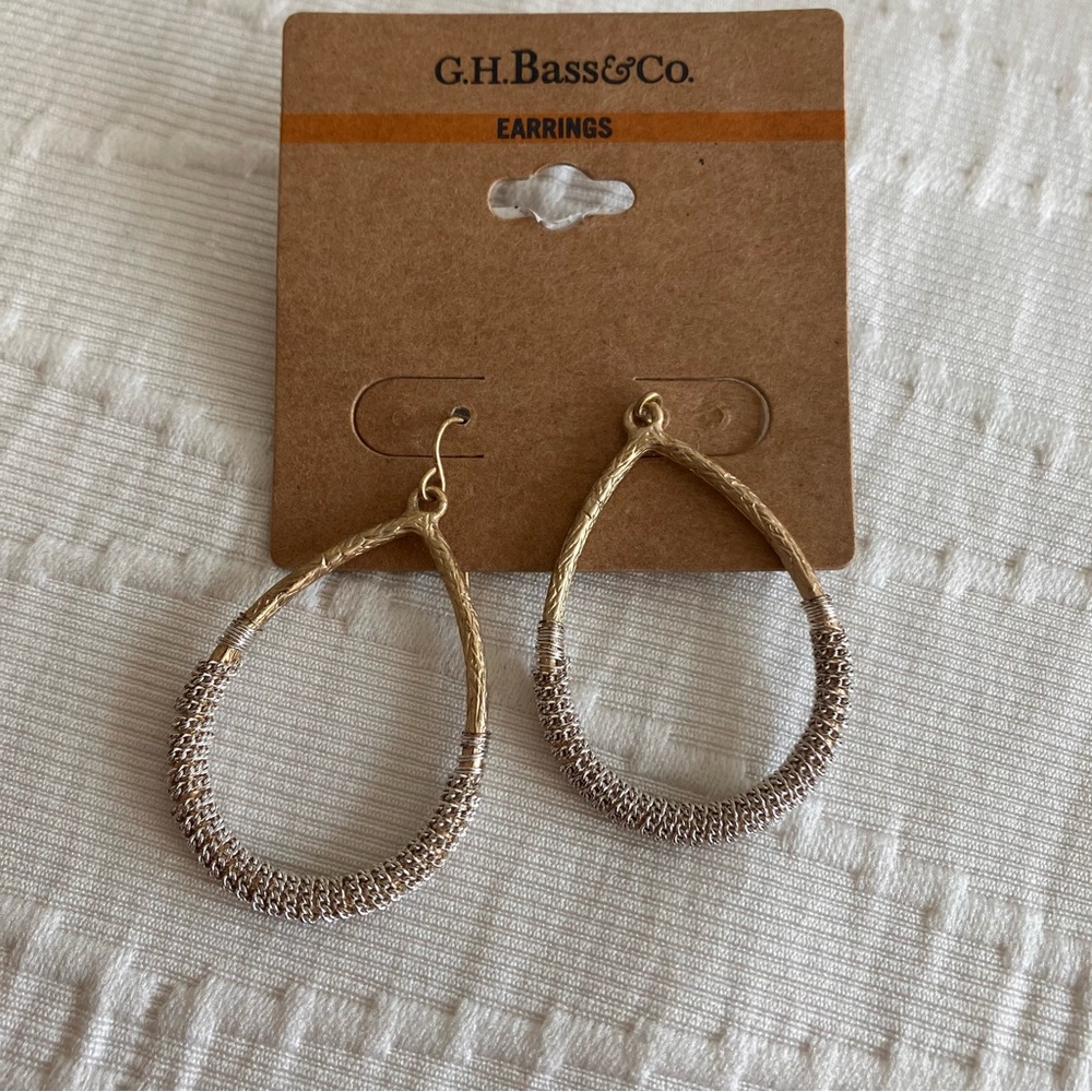 G.H. Bass & Co. Gold and Silver Spiral Hoop Earrings